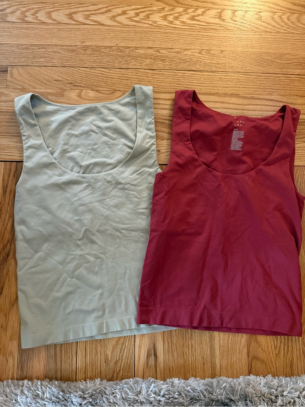 a new day Scoop Neck Tank Top - Sage Green & Burgundy with built in shelf bra